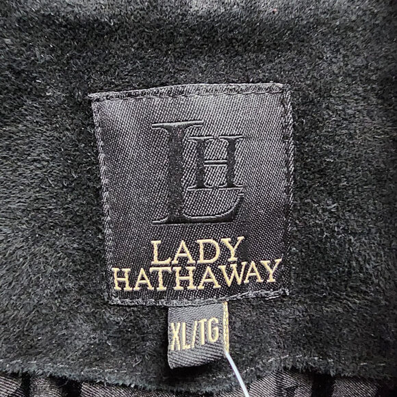 Lady Hathaway Black Suede Button Up Jacket Size L/XL - Picture 8 of 10